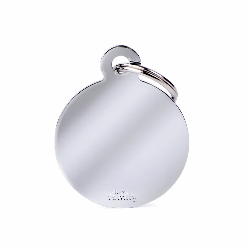 MY FAMILY Classic Big Round Chromed Brass Tag Hundemarke Nur Für Kurze Zeit